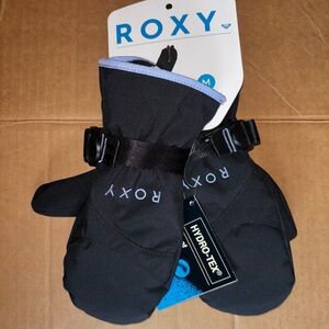 Roxy Black Mittens with Blue Trim